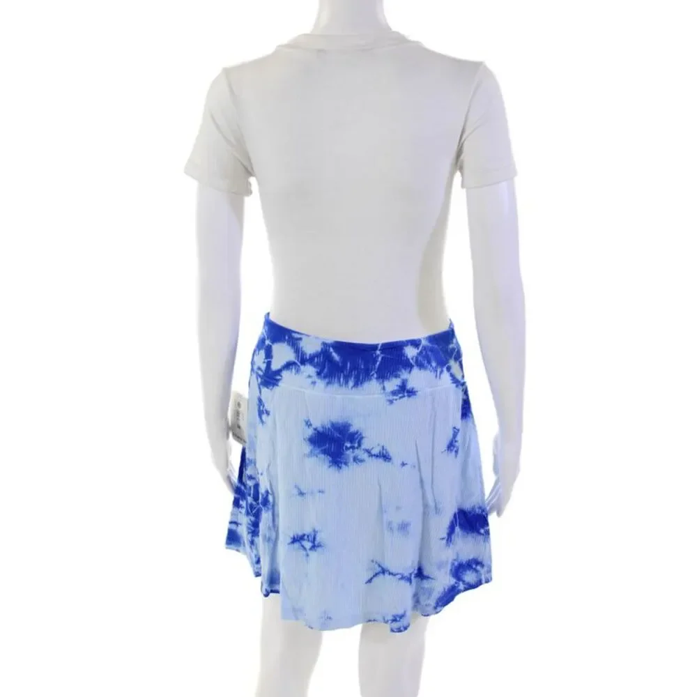 Year Of Ours Womens Textured Elastic Waist Tie Dye Skort Blue Size L